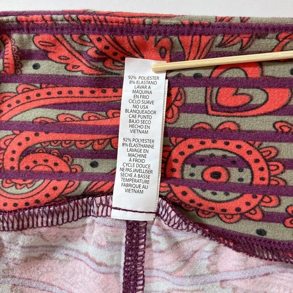 LULAROE Tall & Curvy TC Stretch Knit Leggings Multi-Color Orange Purple Stripe - Picture 7 of 8